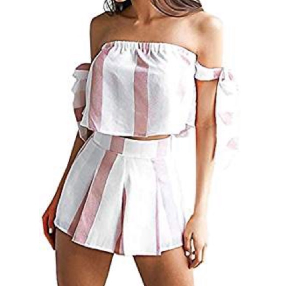 Striped Mauve Two Piece Set
